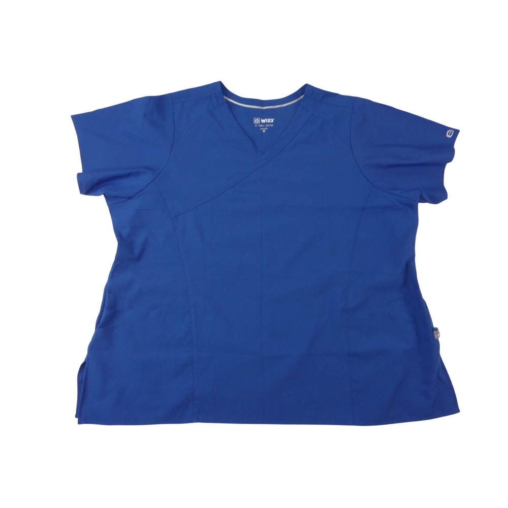 Wink‎ W123 Womens Scrub Top Royal Blue V-Neck Short Sleeve 2X Medical Uniform